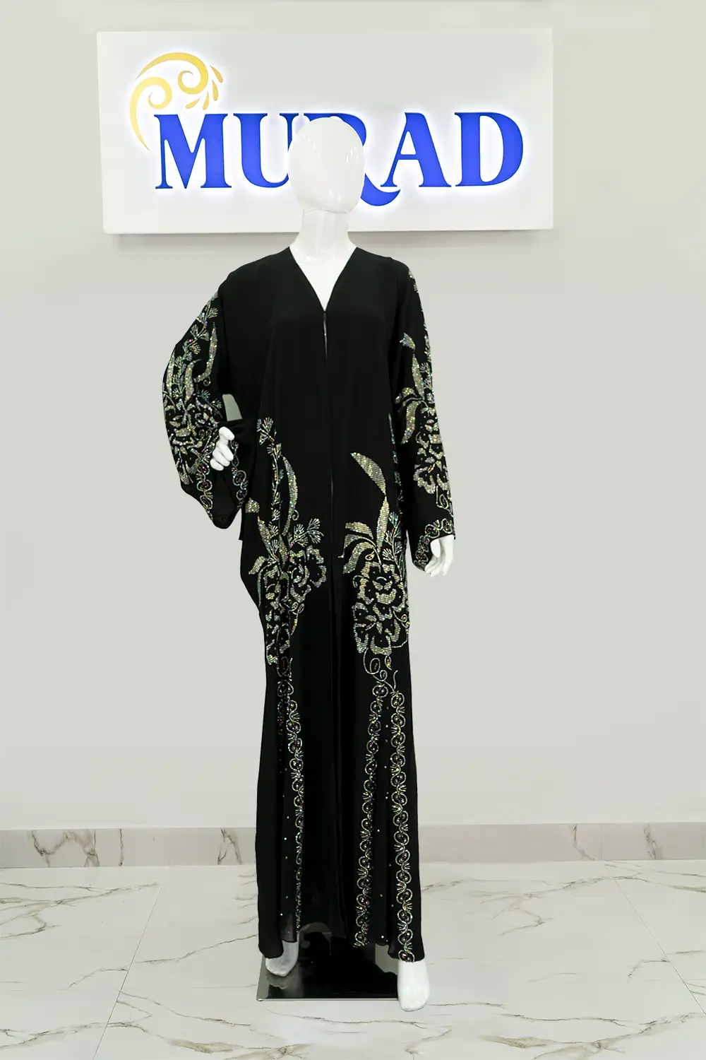 STN-ABAYA-002, Blossom Dream Abaya, stonework abaya in Dubai