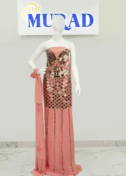 Curve Line Mirrored Handwork Chiffon