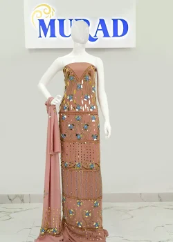 Elegant Blossom Handwork Chiffon Dress, Wholesale Fabrics in Dubai