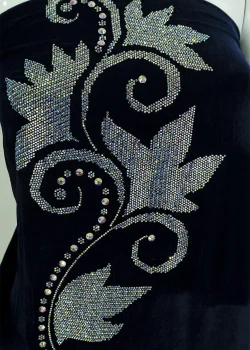 MIC-VLT-STN-002, Micro Branch Draped Velvet, stonework fabrics in Dubai, wholesale stonework fabric 