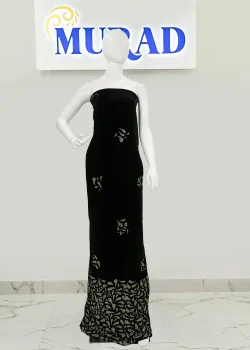 MIC-VLT-STN-004, Wholesale Stonework fabric in Dubai, Micro Velvet Serenity, stonework velvet dresses and veils in Dubai