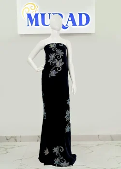 MIC-VLT-STN-005, Stonework Palmate Charm, Wholesale Stonework fabric in Dubai, stonework textiles in Dubai, wholesale stonework dresses