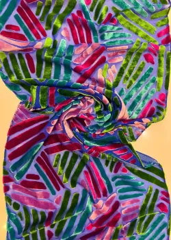 CHF-VLT-SLK-006, Prism Stripes Chiffon Velvet, chiffon velvet silk fabric in Dubai