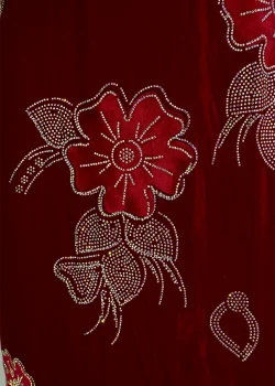 SLK-VLT-STN-001, Wholesale Stonework fabric in Dubai, Silk Velvet Floral Fusion,