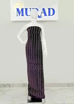 SLK-VLT-STN-010, Silk Velvet Geometric Elegance, wholesale stonework fabric in Dubai, stonework velvet dresses, stonework textiles in Dubai